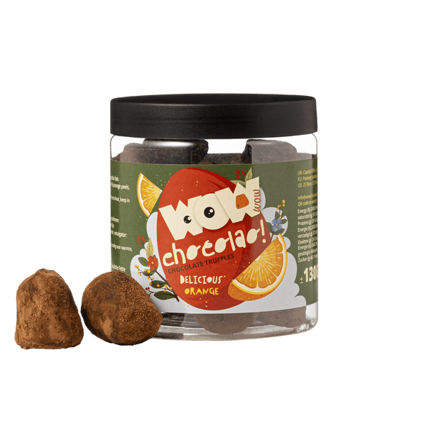 Arancia - Tartufi di cioccolato di Pasqua - Barattolo regalo 130 g