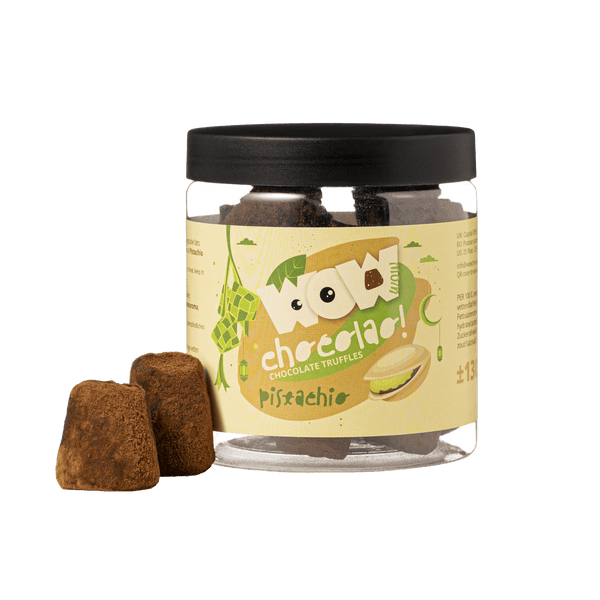 Barattolo regalo di tartufi di cioccolato al pistacchio per l’Eid, 130 g | Cioccolato di lusso festivo