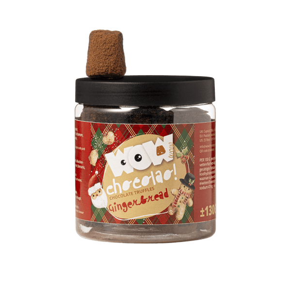 Barattolo regalo di tartufi di pan di zenzero per Natale 130g | Cioccolato festivo accogliente