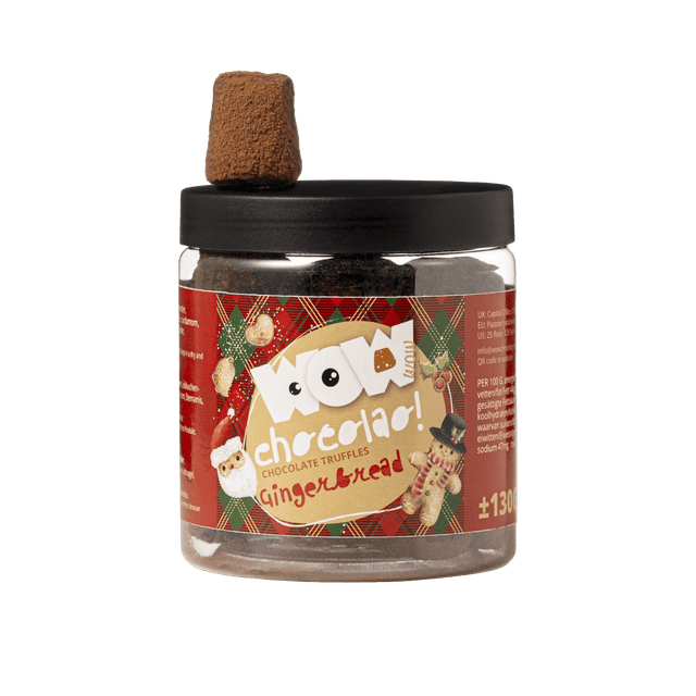 Gingerbread Christmas Truffles Gift Jar 130g | Cozy Holiday Chocolate - WOW Chocolao!