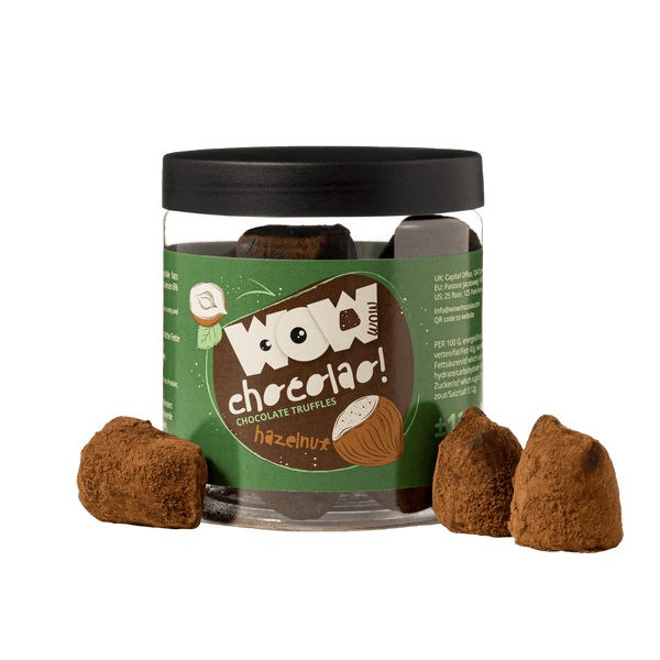 Barattolo regalo di tartufi al cioccolato e nocciole 130g | Cioccolato con frutta secca tostata