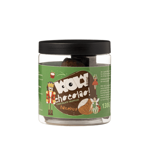 Hazelnut Christmas Truffles Gift Jar 130g | Festive Nut Chocolate - WOW Chocolao!