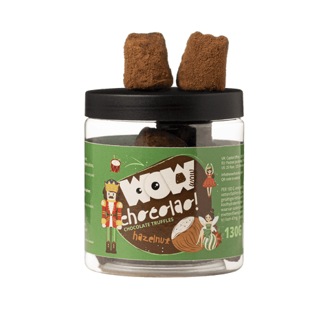 Hazelnut Christmas Truffles Gift Jar 130g | Festive Nut Chocolate - WOW Chocolao!