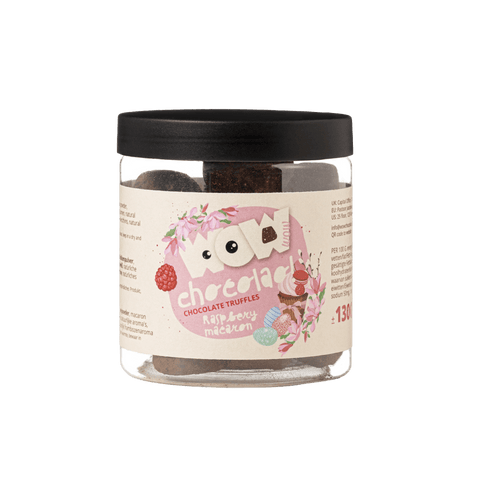 Raspberry Macaron chocolate truffles - Easter Gifting jar 130g - WOW Chocolao!