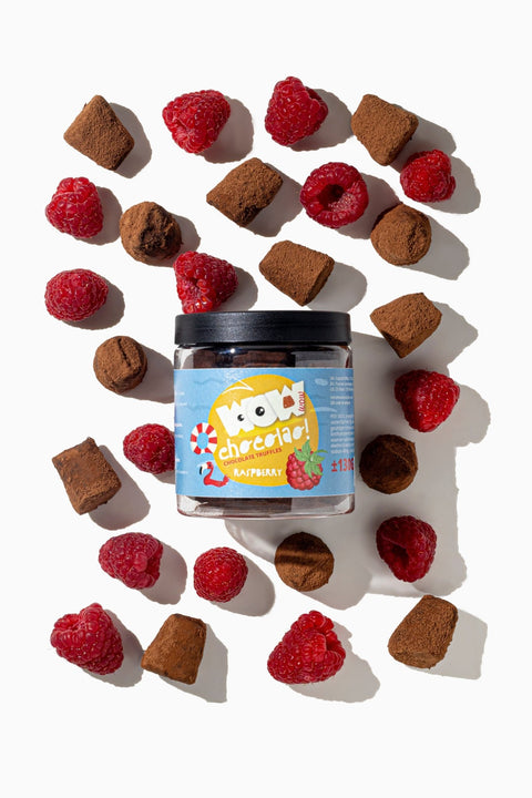 Raspberry Summer Truffles Gift Jar 130g | Fruity Summer Chocolate - WOW Chocolao!
