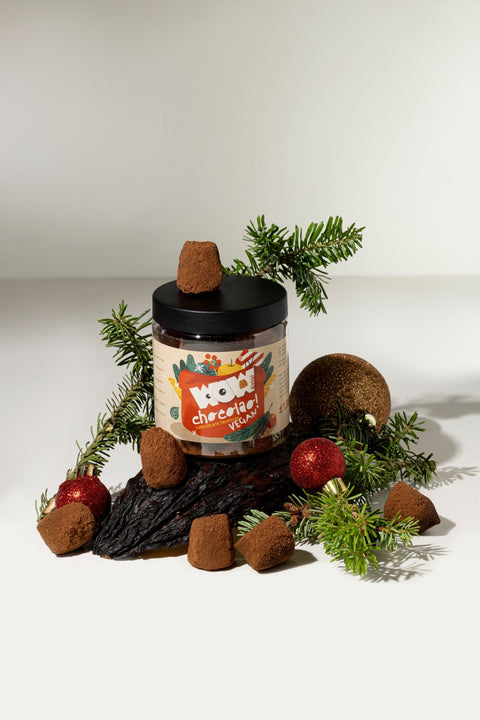 Vegan Christmas Truffles Gift Jar 130g | Dairy-Free Holiday Chocolate - WOW Chocolao!